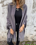 Etta | Brushed Fringe-Hem Cardigan Coat