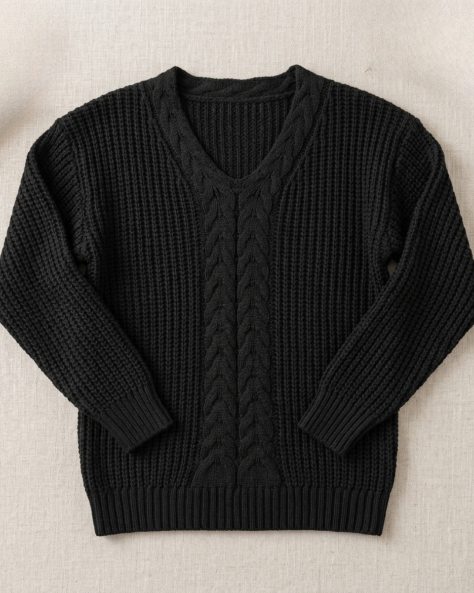 Regina | Wool Cable Knit V-Neck Jumper