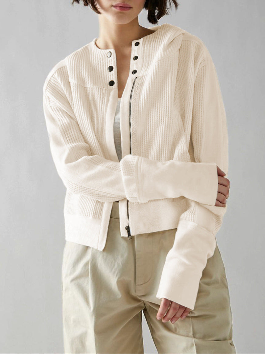 Mariel | Waffle Knit Zip-Up Hoodie