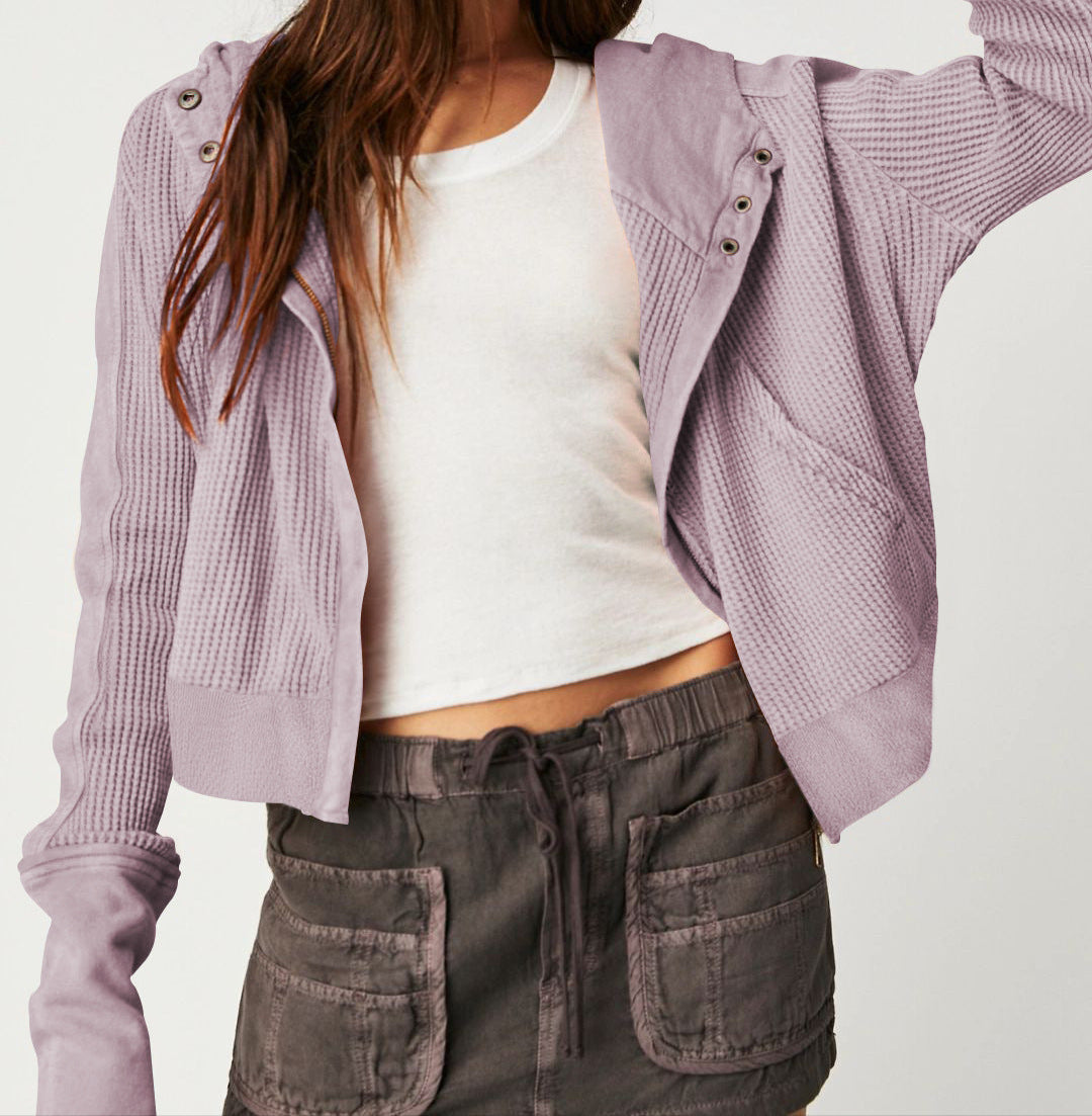 Mariel | Waffle Knit Zip-Up Hoodie