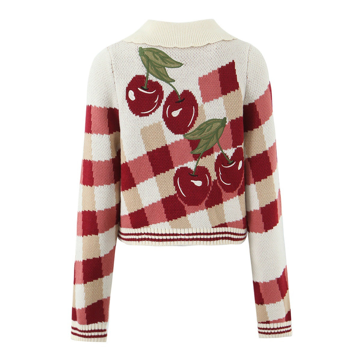 Jane | Cropped Cherry Knit Cardigan