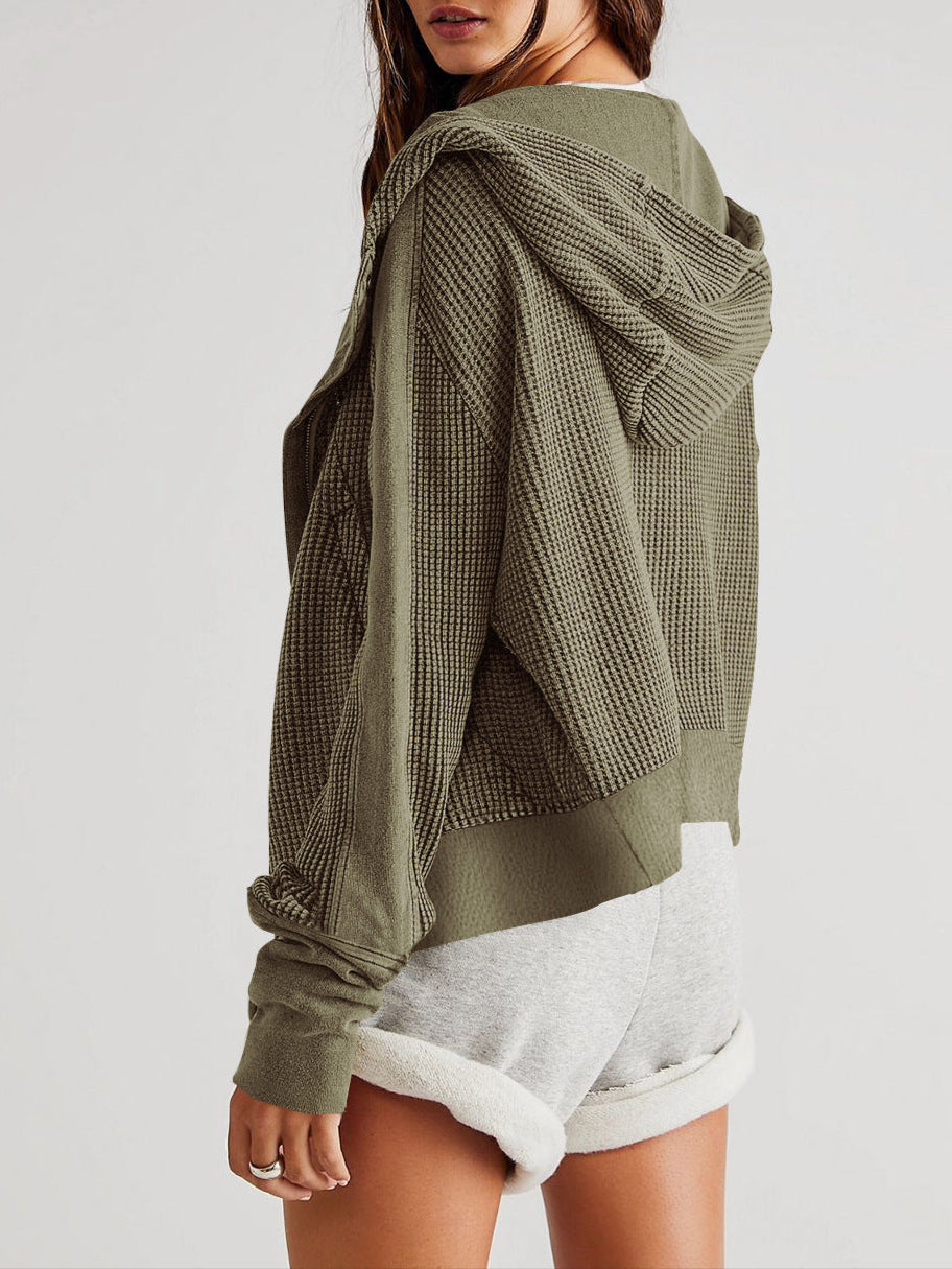 Mariel | Waffle Knit Zip-Up Hoodie