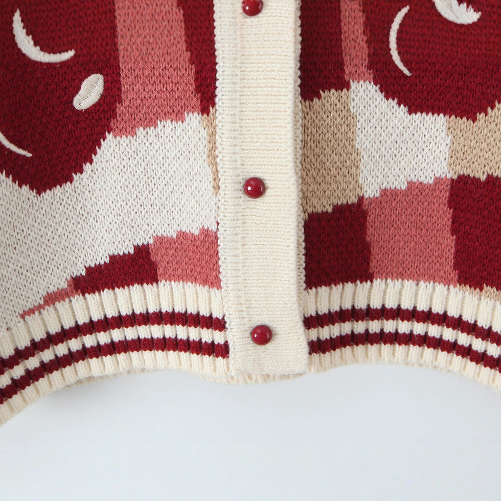 Jane | Cropped Cherry Knit Cardigan