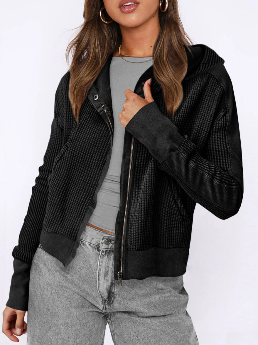 Mariel | Waffle Knit Zip-Up Hoodie