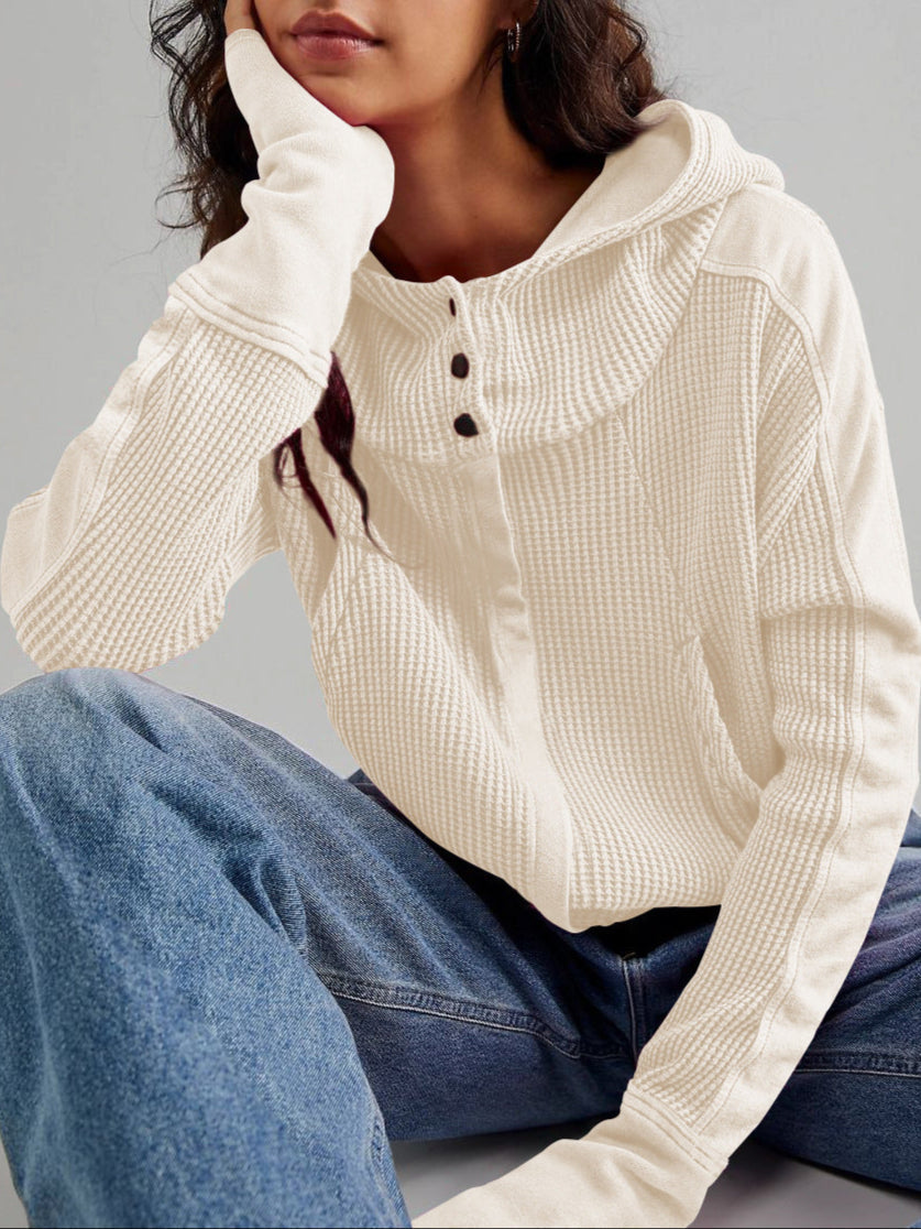 Mariel | Waffle Knit Zip-Up Hoodie