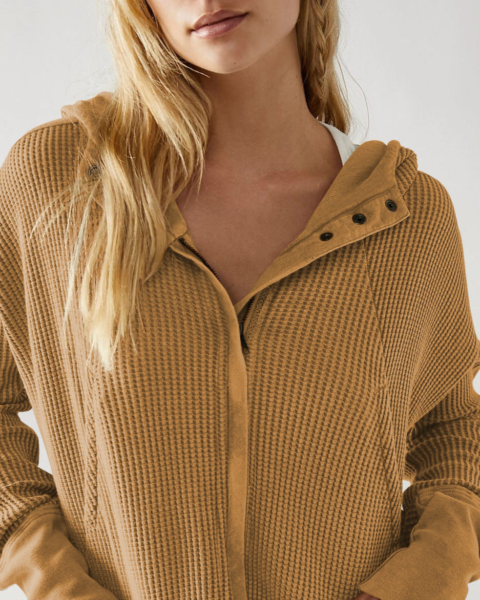 Mariel | Waffle Knit Zip-Up Hoodie