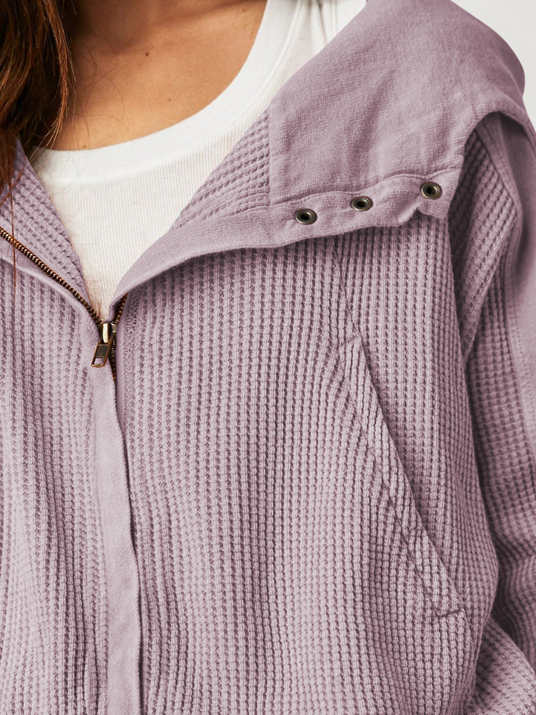 Mariel | Waffle Knit Zip-Up Hoodie