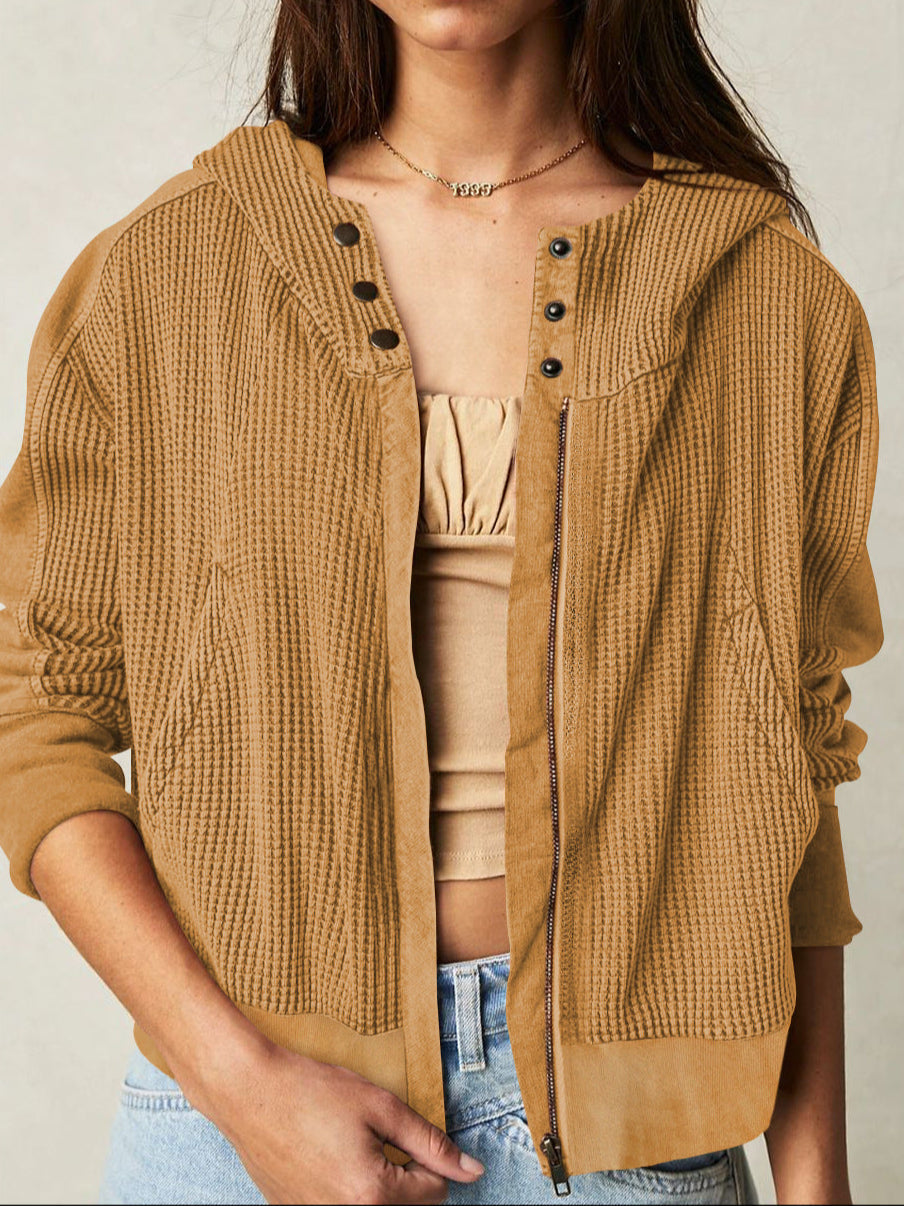 Mariel | Waffle Knit Zip-Up Hoodie