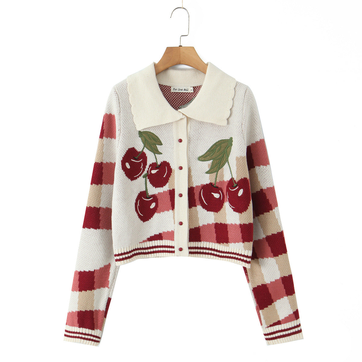 Jane | Cropped Cherry Knit Cardigan