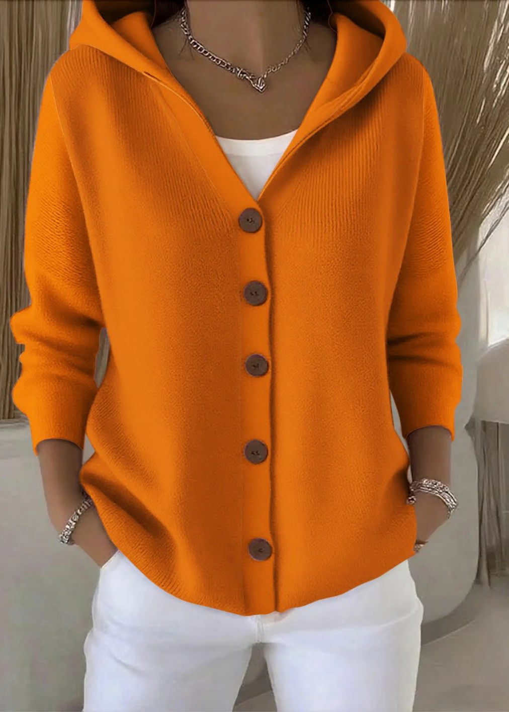 Isadora | Hooded Button Knit Cardigan
