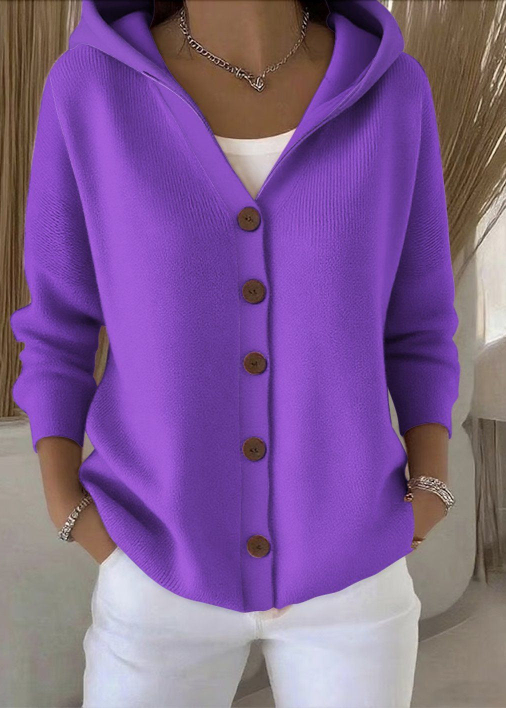 Isadora | Hooded Button Knit Cardigan