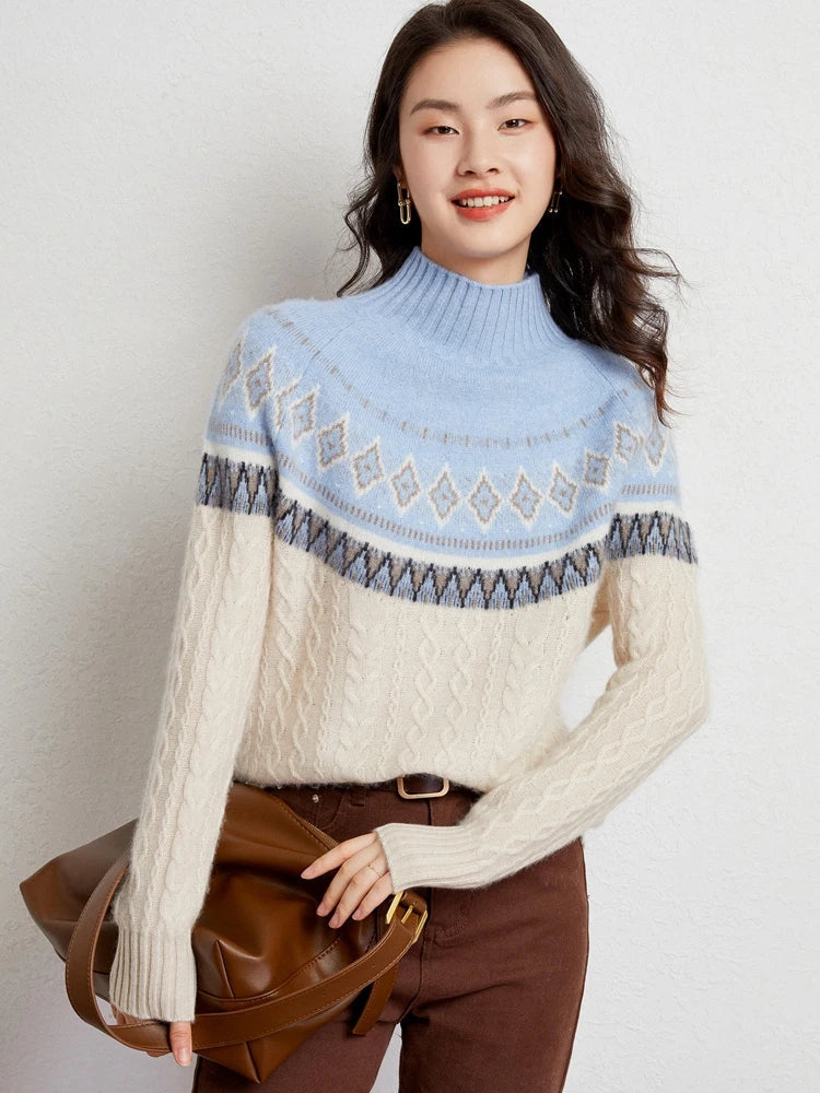 Rachel | Wool Fair Isle Mock Neck Jumper