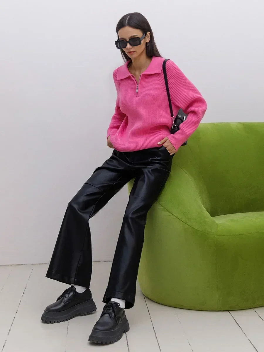 Ruth | Ribbed Zip Neck Jumper