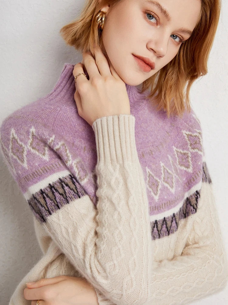 Rachel | Wool Fair Isle Mock Neck Jumper