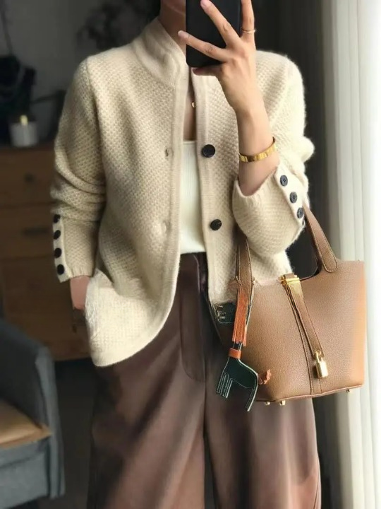 Leonora | Textured Stand Collar Cardigan