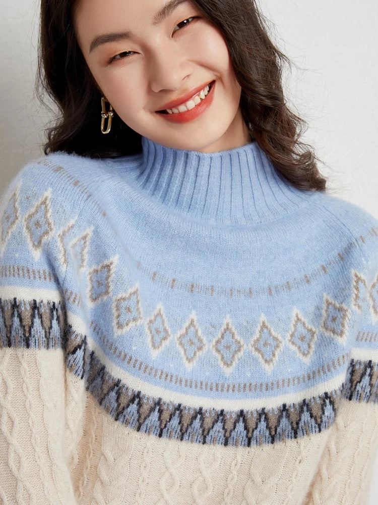 Rachel | Wool Fair Isle Mock Neck Jumper