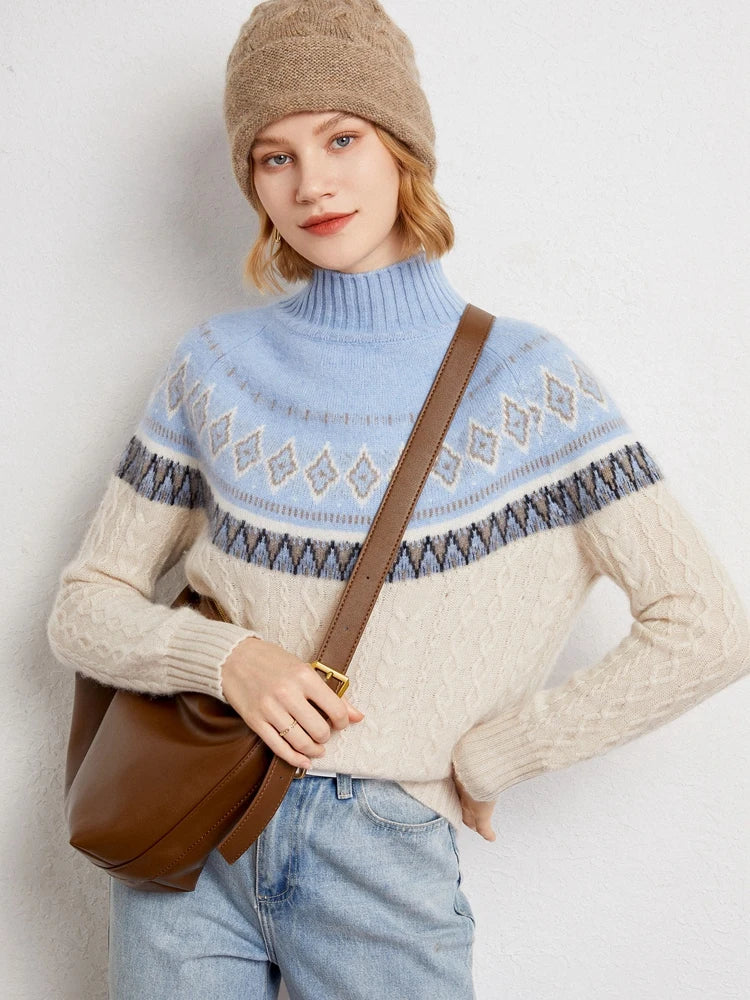 Rachel | Wool Fair Isle Mock Neck Jumper