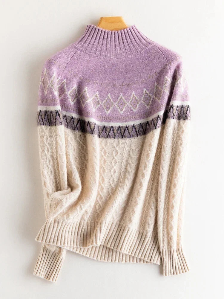 Rachel | Wool Fair Isle Mock Neck Jumper
