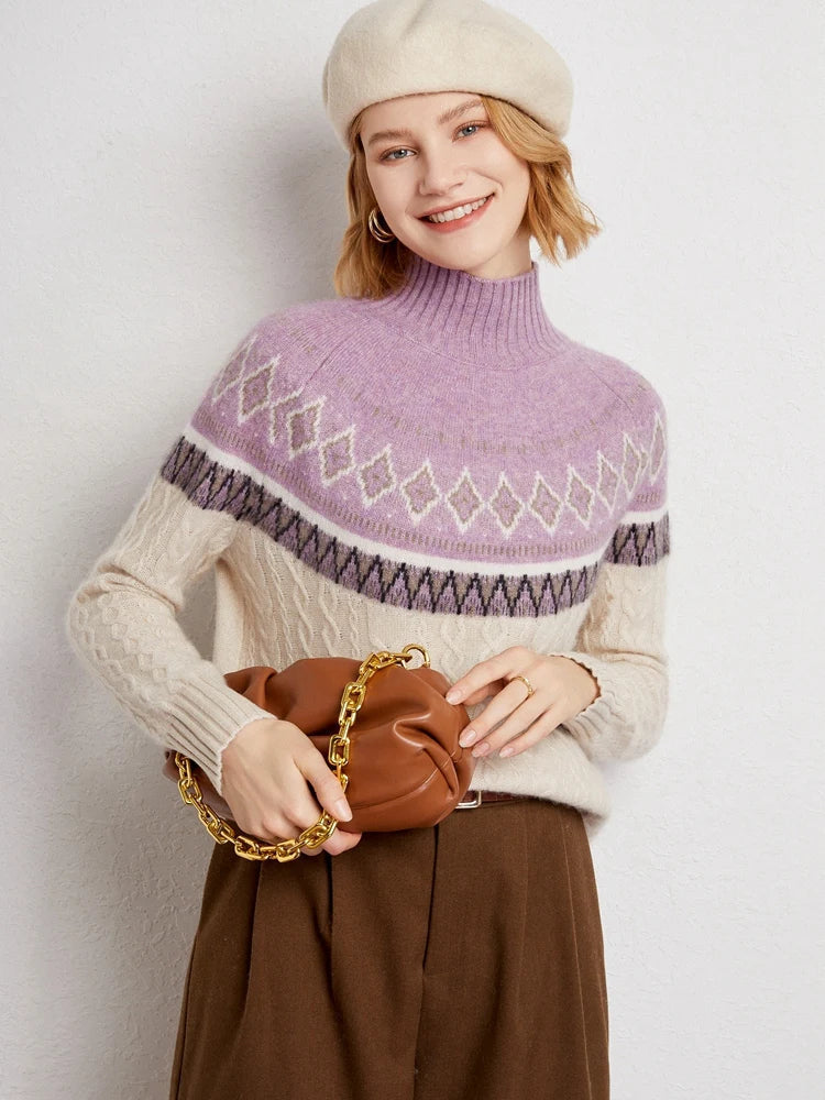 Rachel | Wool Fair Isle Mock Neck Jumper