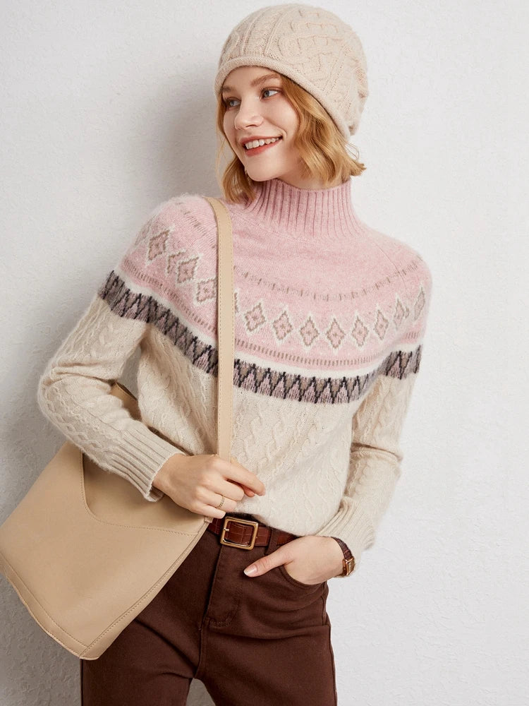 Rachel | Wool Fair Isle Mock Neck Jumper