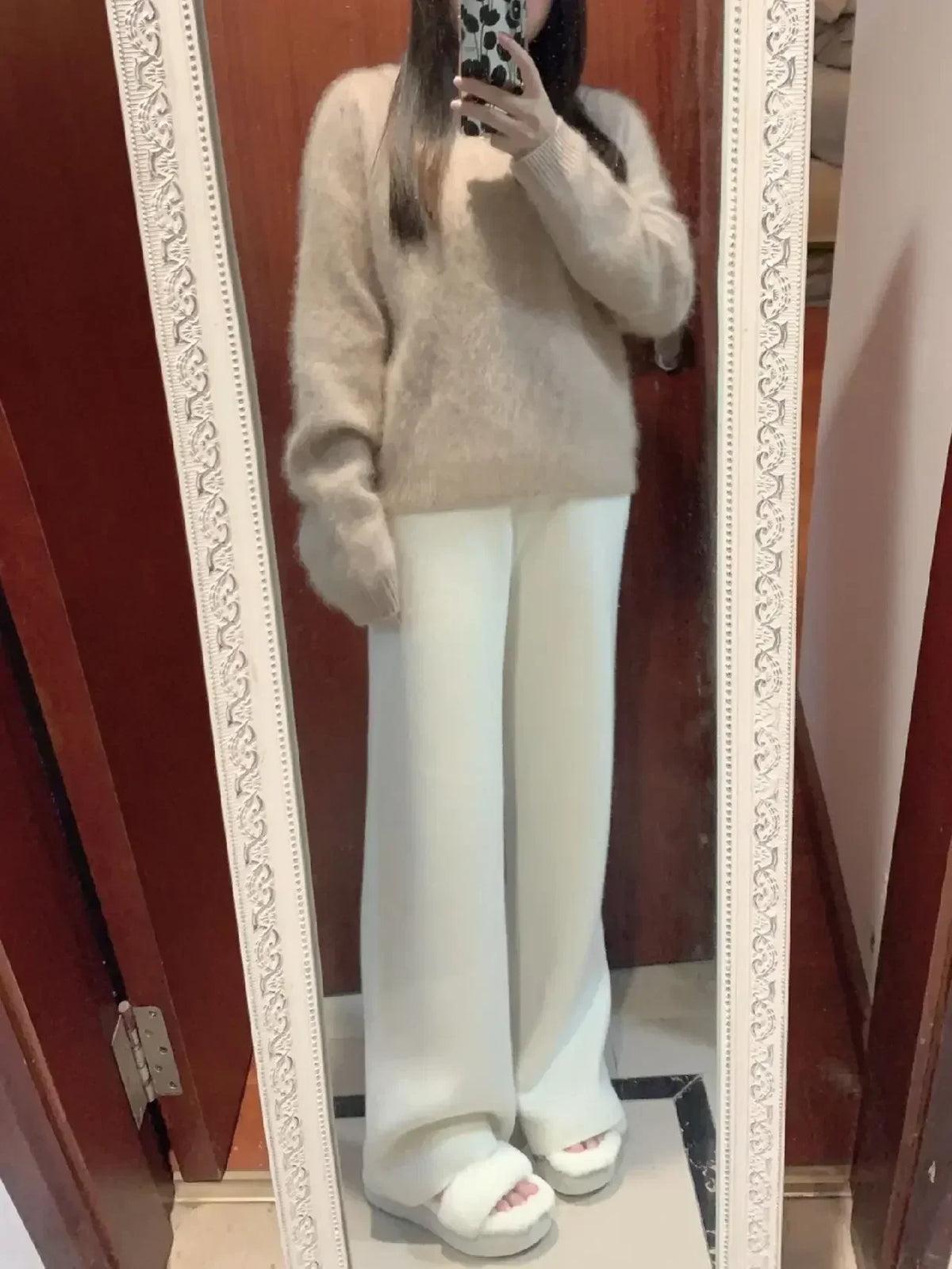 Teresa | Wool Mix Wide Leg Knit Trousers