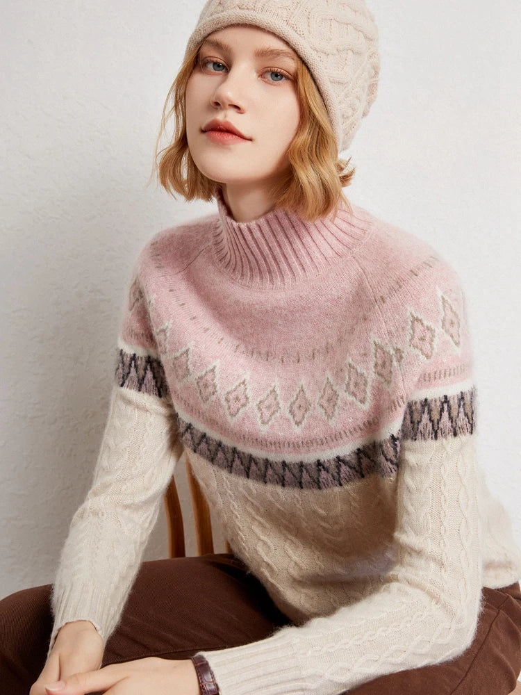Rachel | Wool Fair Isle Mock Neck Jumper