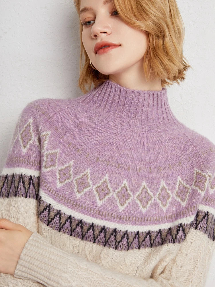 Rachel | Wool Fair Isle Mock Neck Jumper