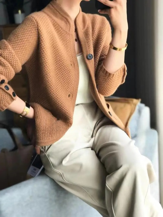 Leonora | Textured Stand Collar Cardigan