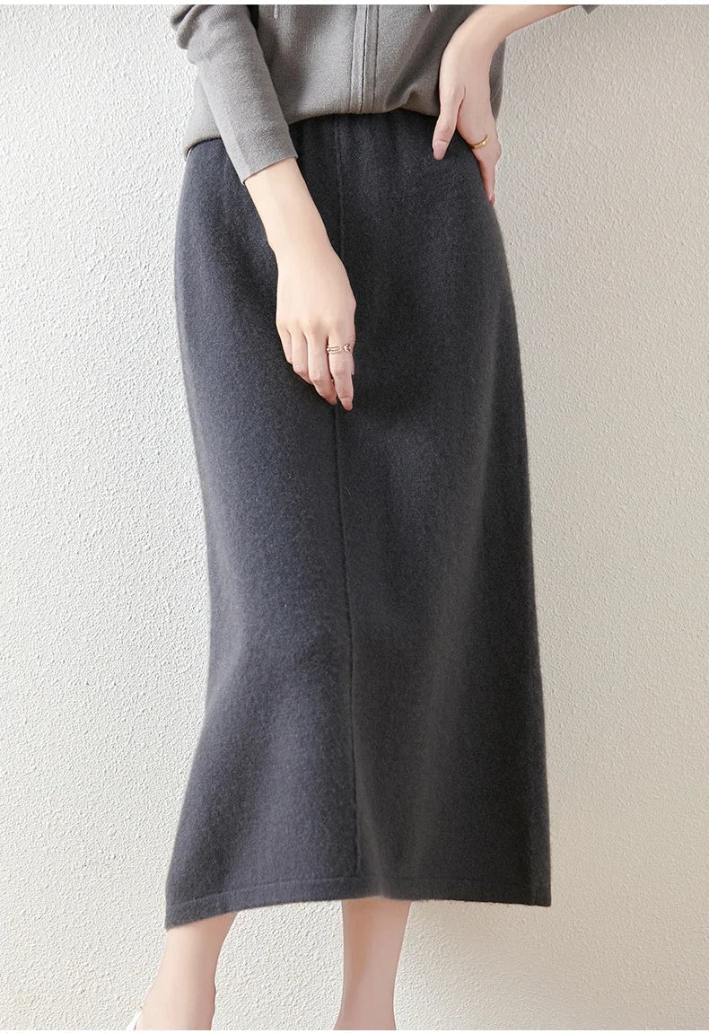 Ramona | Wool Knit Midi Skirt