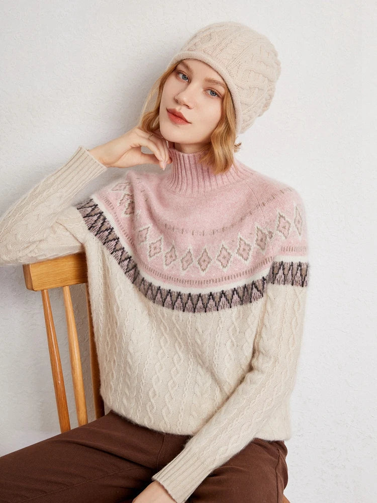 Rachel | Wool Fair Isle Mock Neck Jumper