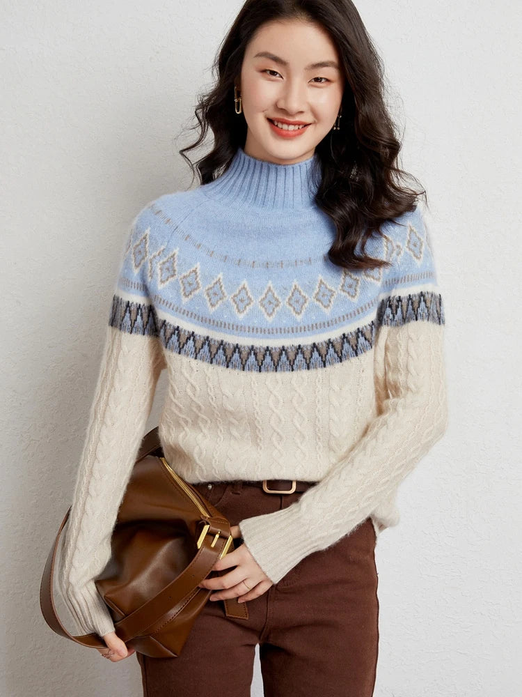 Rachel | Wool Fair Isle Mock Neck Jumper