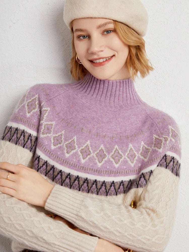 Rachel | Wool Fair Isle Mock Neck Jumper