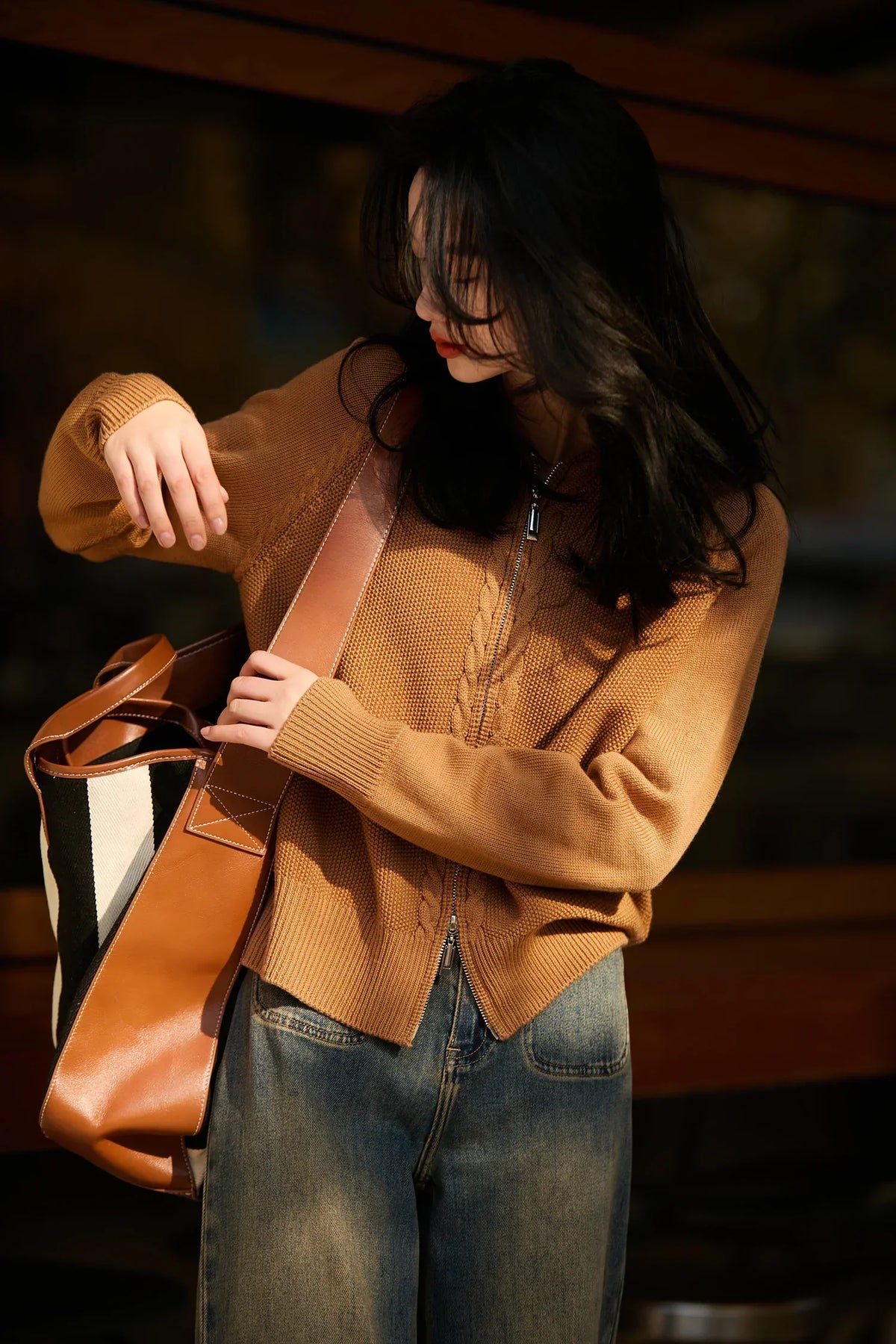 Naomi | Zip-Up Cable Knit Cardigan