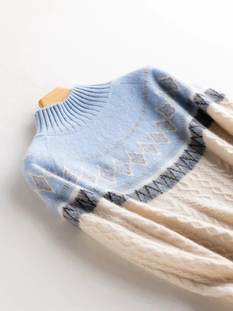 Rachel | Wool Fair Isle Mock Neck Jumper
