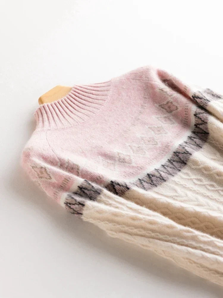 Rachel | Wool Fair Isle Mock Neck Jumper