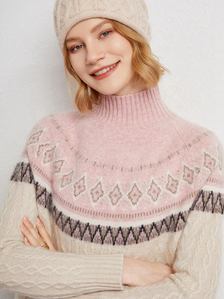 Rachel | Wool Fair Isle Mock Neck Jumper