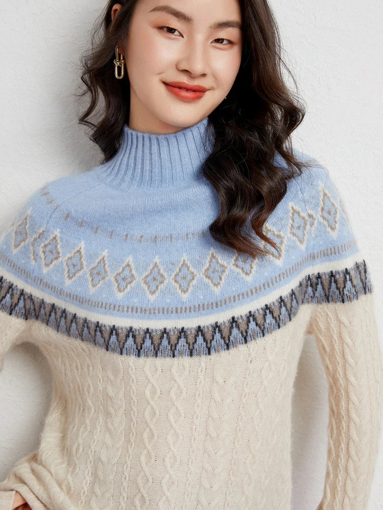 Rachel | Wool Fair Isle Mock Neck Jumper