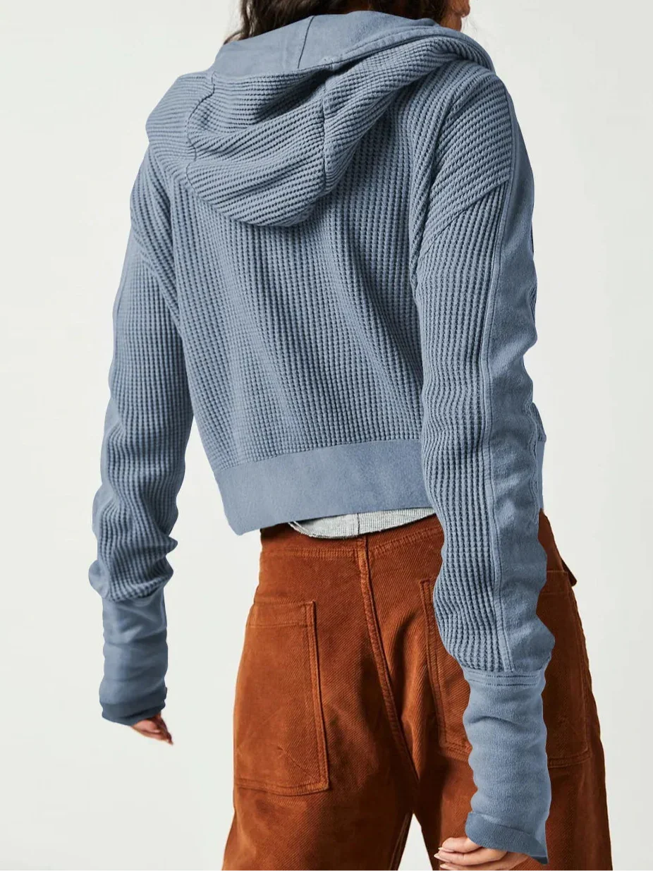Mariel | Waffle Knit Zip-Up Hoodie