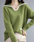 Rowena | Wool Collared V-Neck Jumper