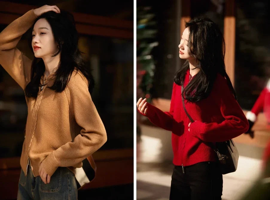 Naomi | Zip-Up Cable Knit Cardigan