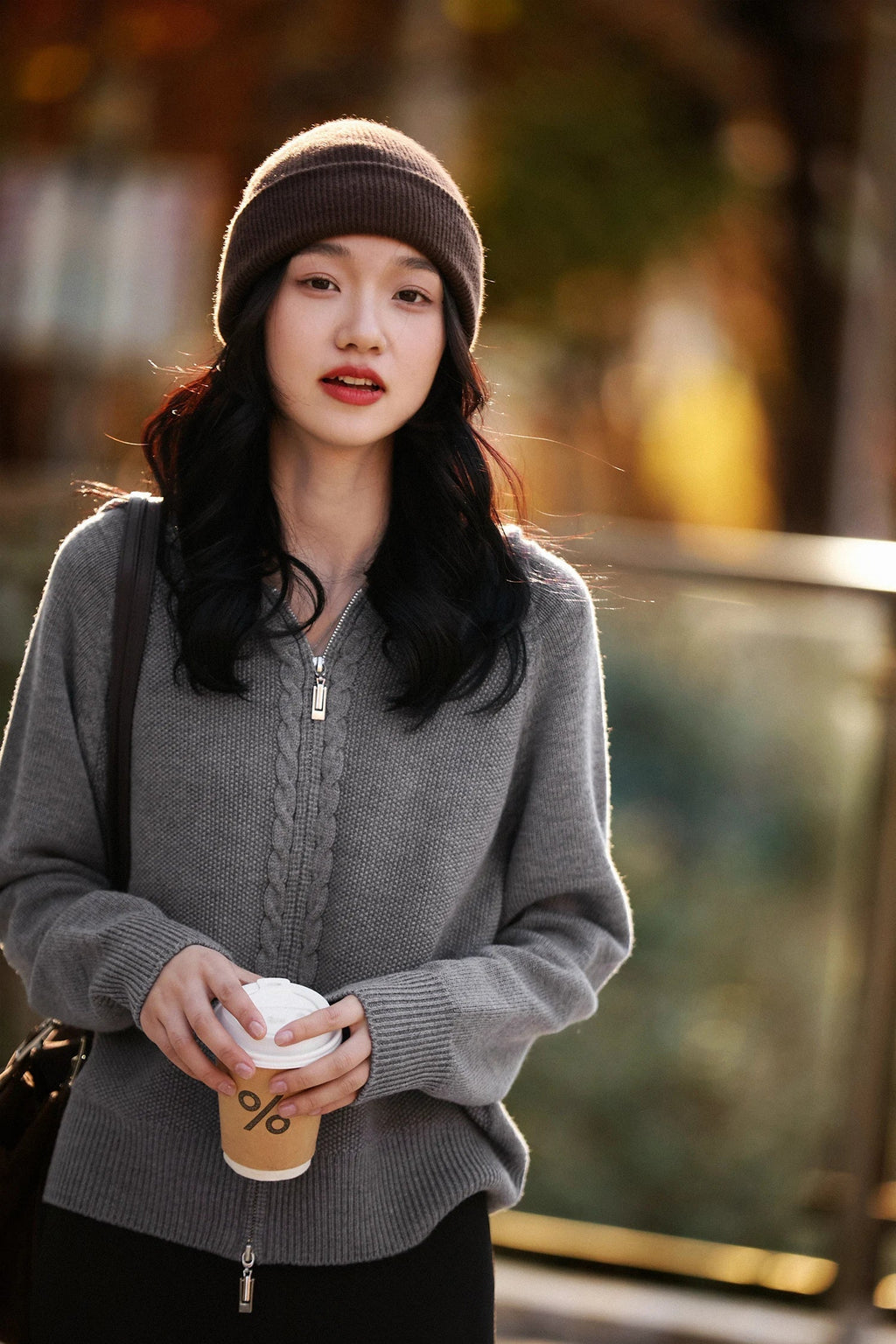 Naomi | Zip-Up Cable Knit Cardigan