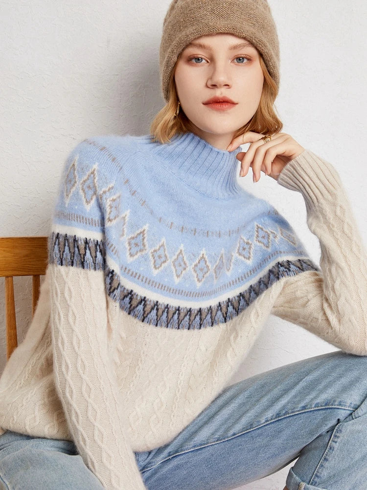 Rachel | Wool Fair Isle Mock Neck Jumper