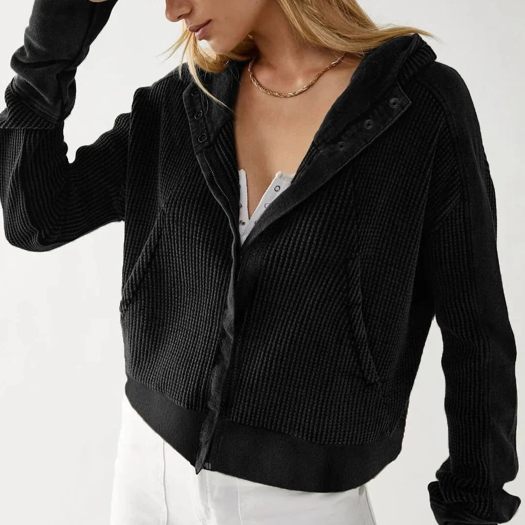 Mariel | Waffle Knit Zip-Up Hoodie