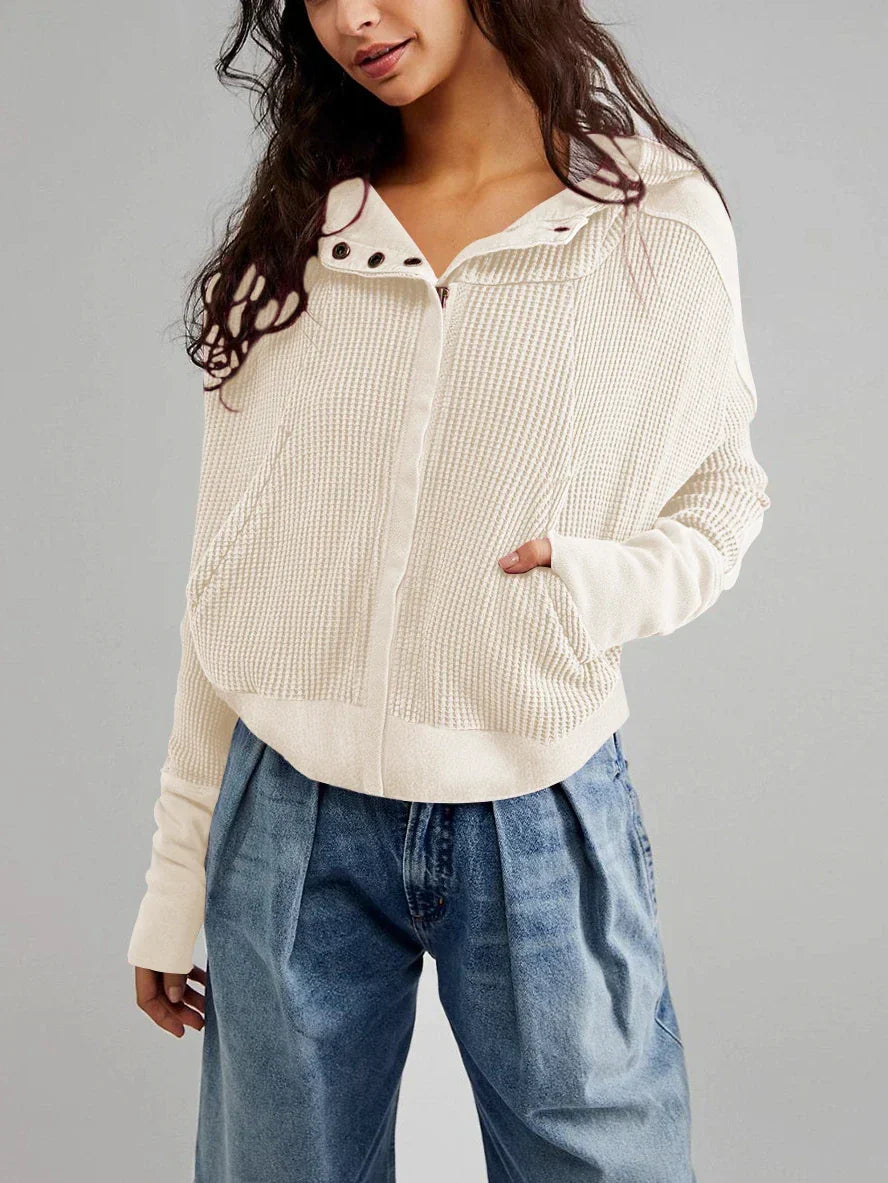 Mariel | Waffle Knit Zip-Up Hoodie