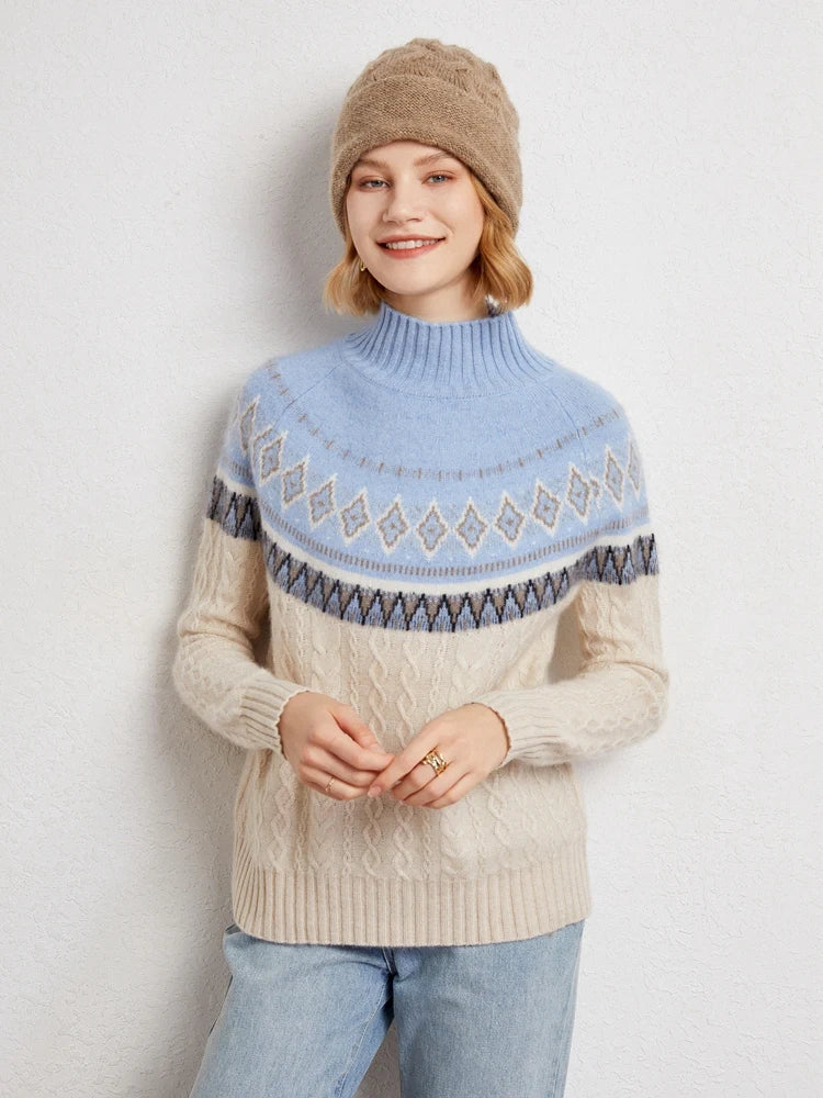 Rachel | Wool Fair Isle Mock Neck Jumper