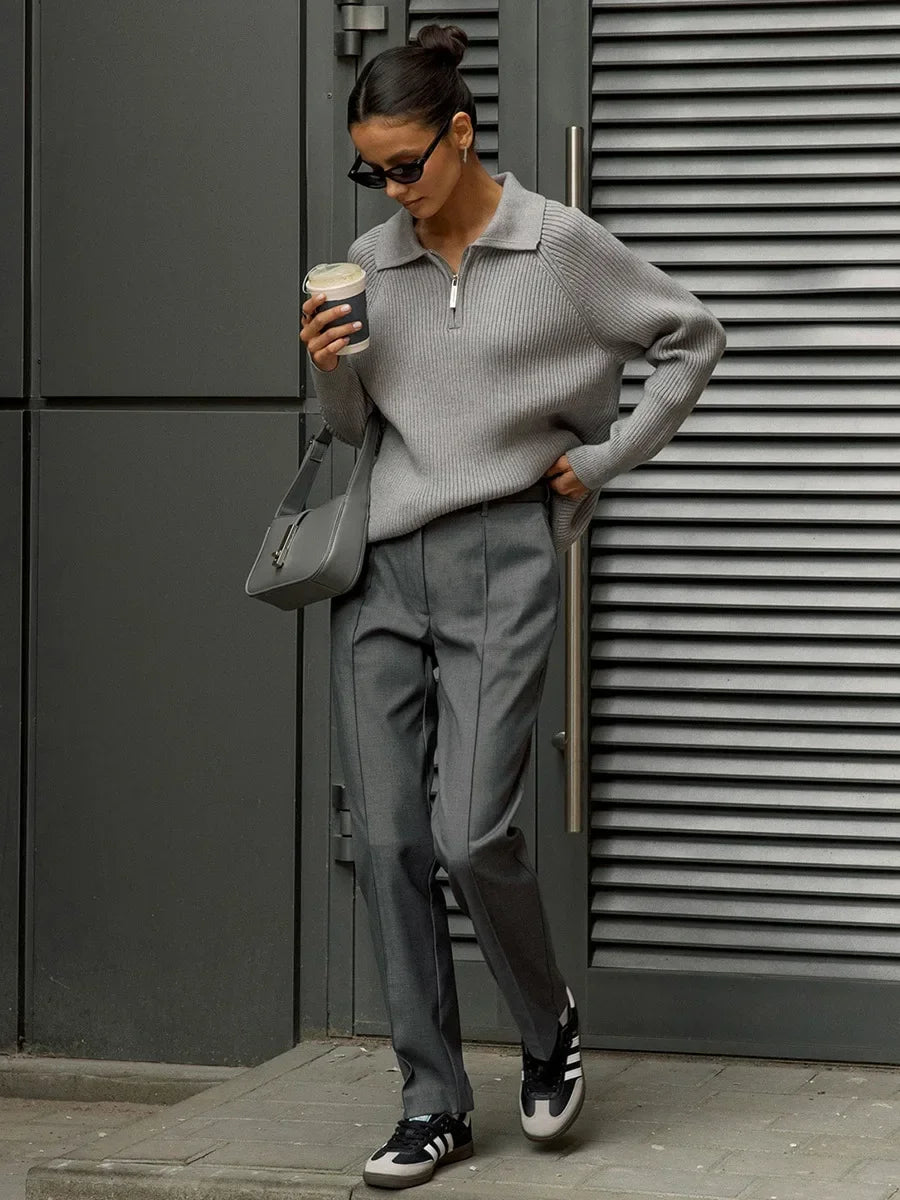 Ruth | Ribbed Zip Neck Jumper