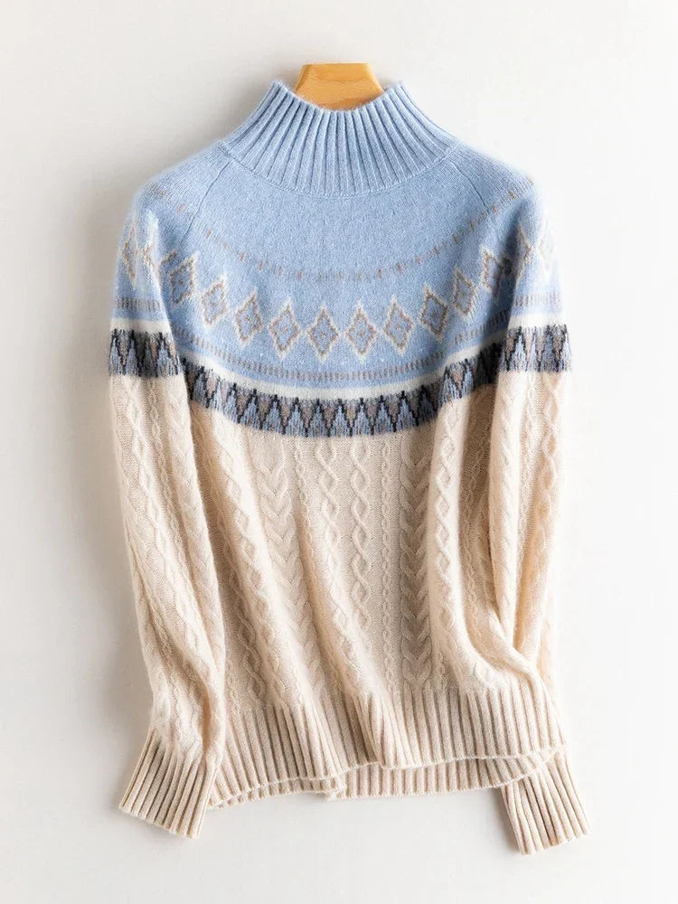 Rachel | Wool Fair Isle Mock Neck Jumper
