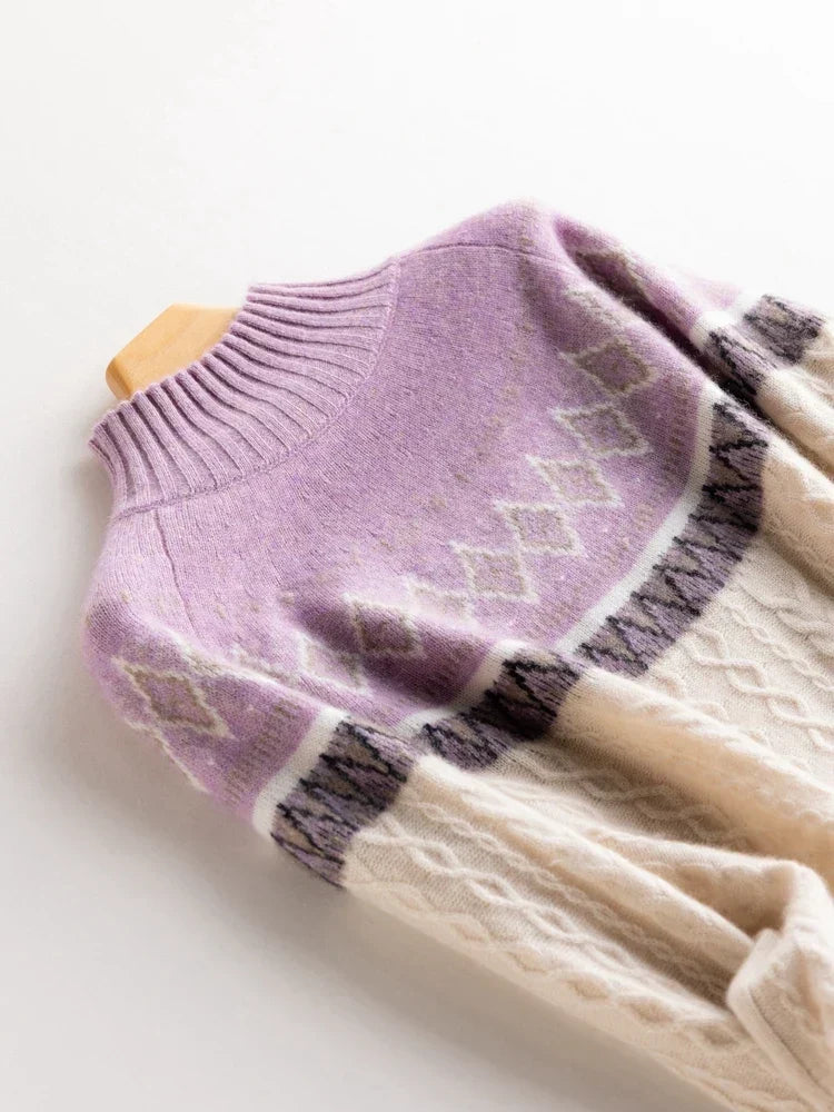 Rachel | Wool Fair Isle Mock Neck Jumper