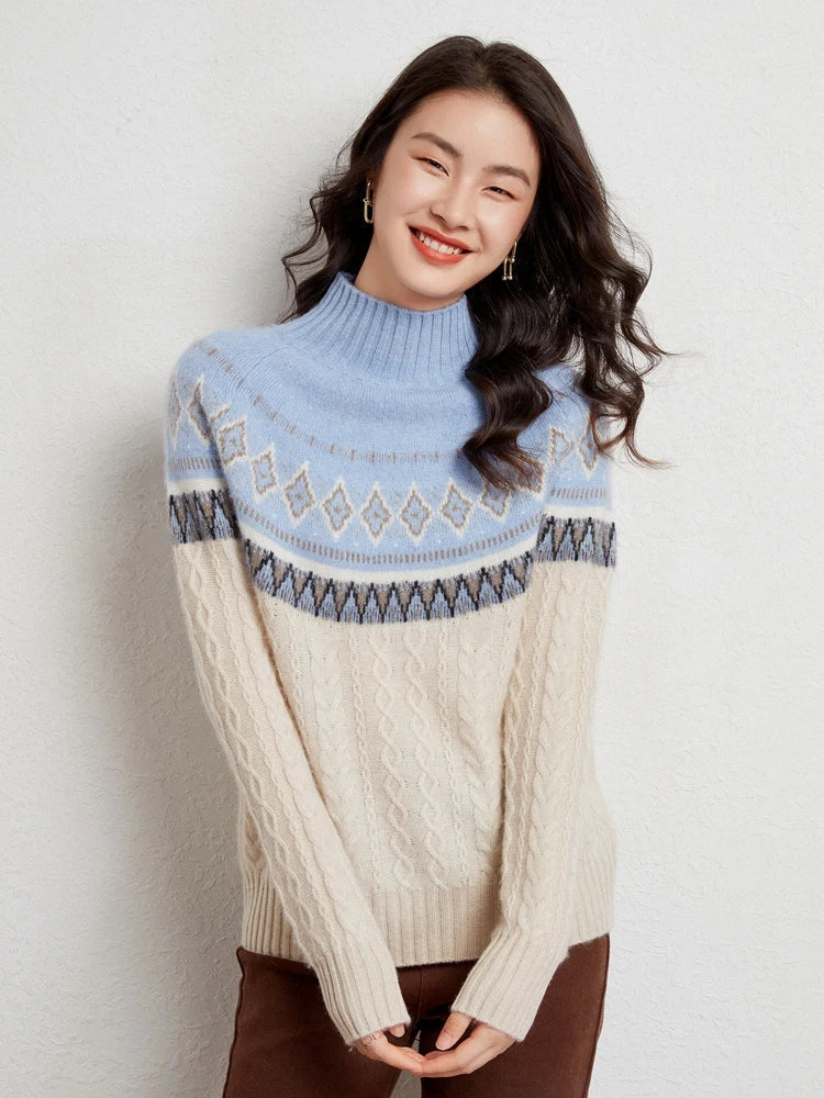 Rachel | Wool Fair Isle Mock Neck Jumper
