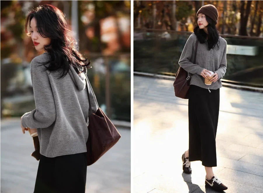 Naomi | Zip-Up Cable Knit Cardigan
